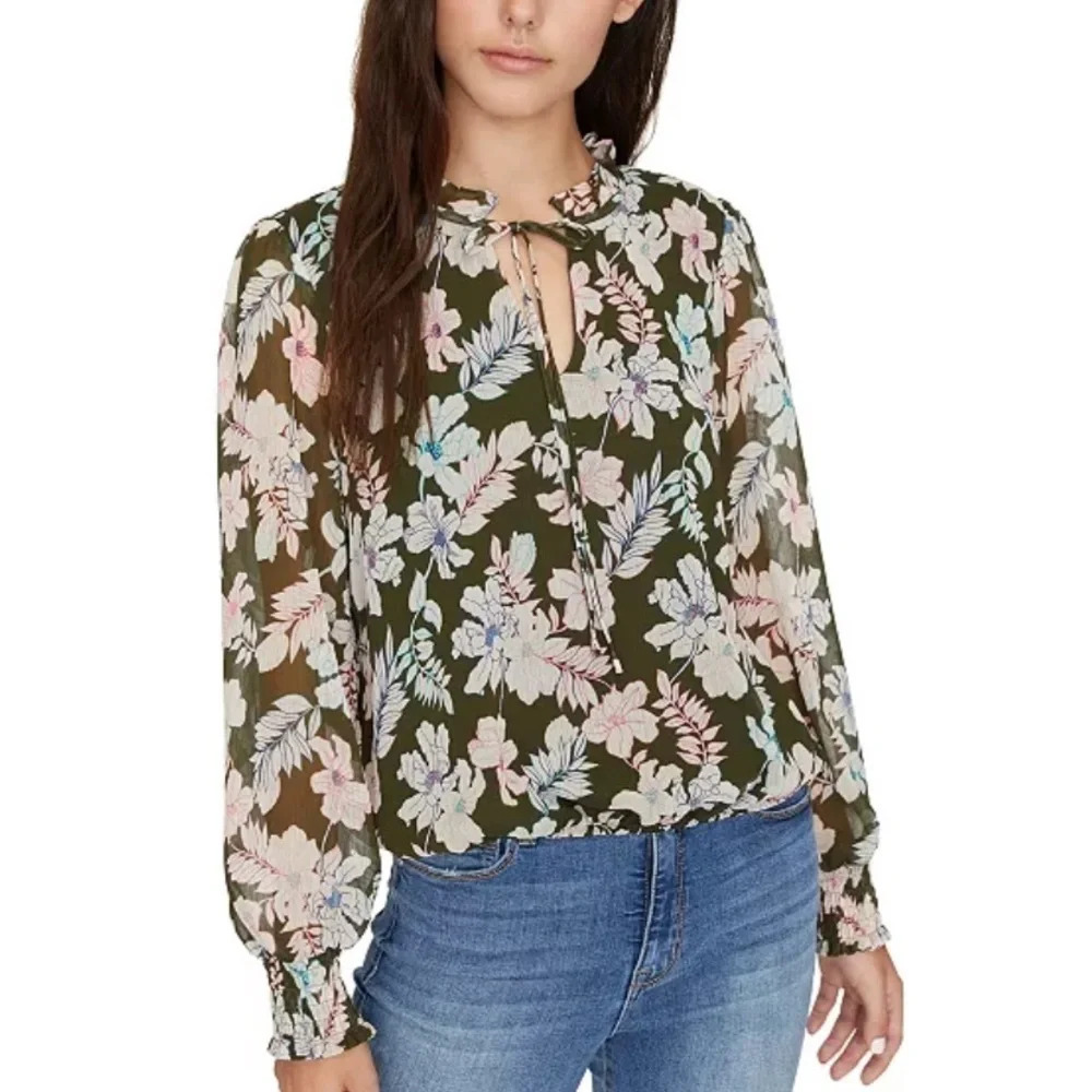 SANCTUARY Sheer Love In Bloom Floral Top Size Small